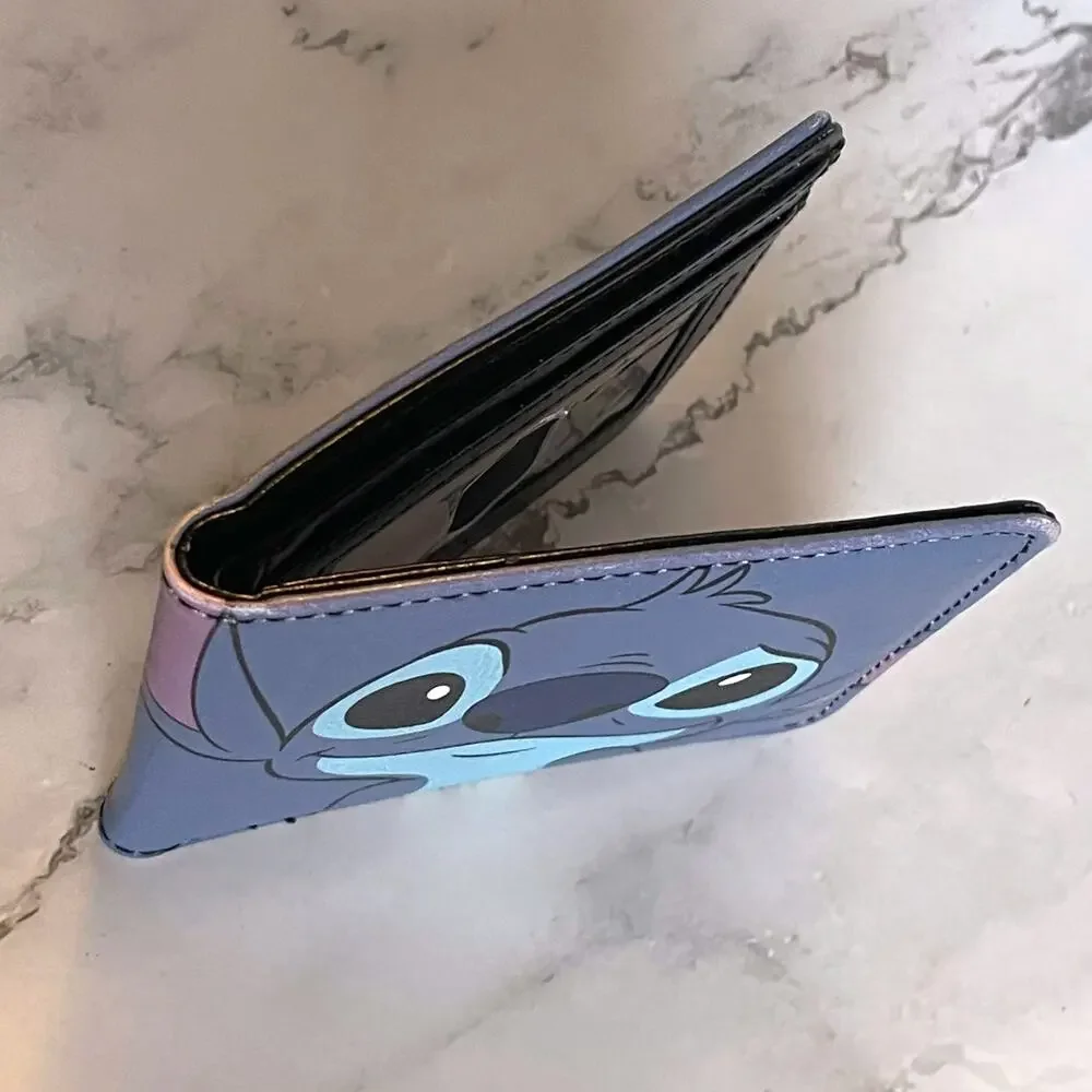Disney Lilo & Stitch Buckle-Down Bifold Wallet Blue Character Face ID Window